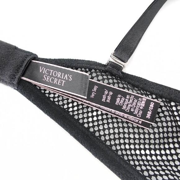 Victoria's Secret Very Sexy Push Up Choker 36 B Bra High Neck Black Nude - VGUC - Picture 8 of 16